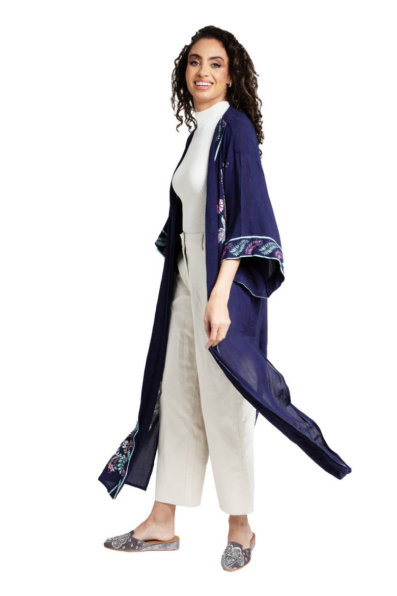 Floral Longline Topper, Alternate, color, NAVY