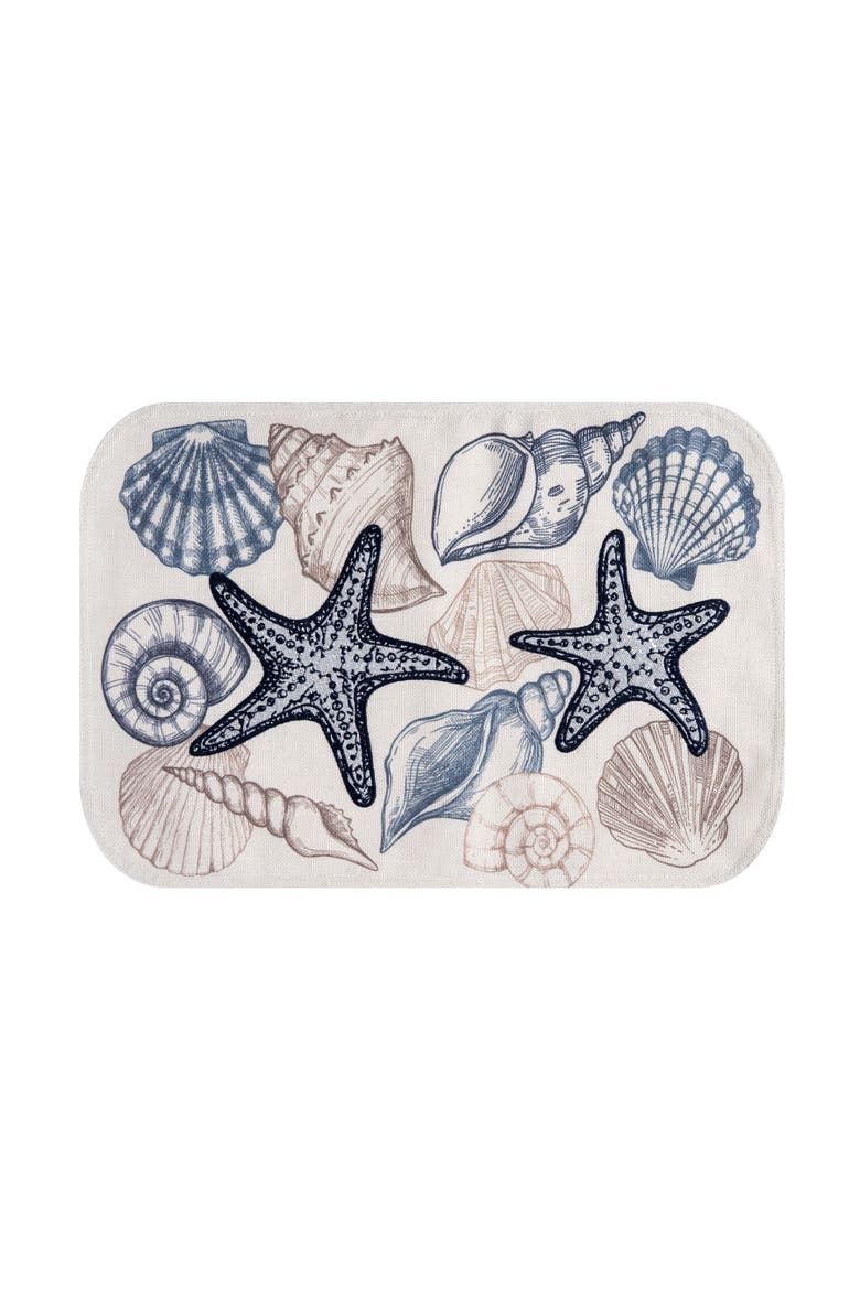 Vintage Shells Collection Set of 6 Placemats 13" x 19", Alternate, color, Blue