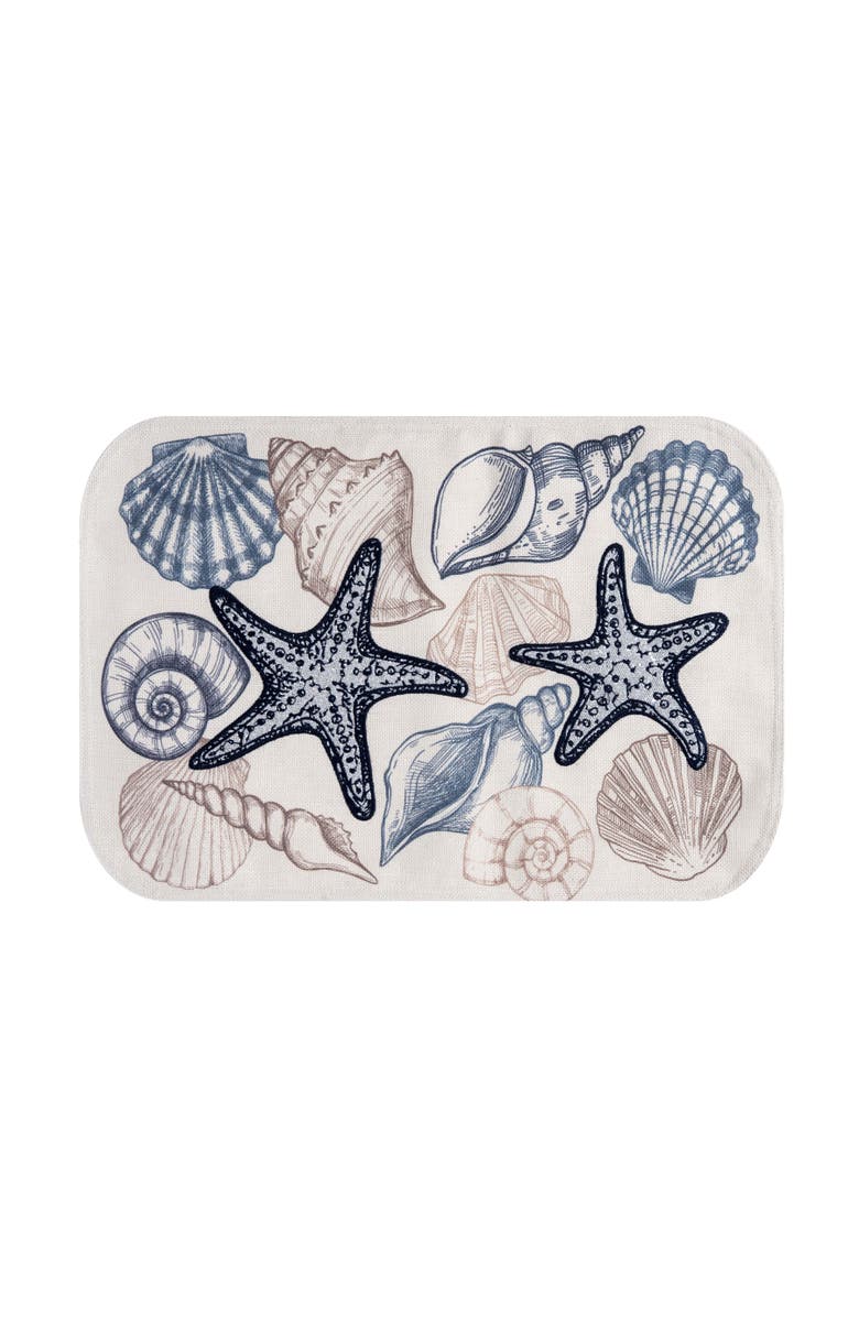C&F Home Vintage Shells Collection Set of 6 Placemats 13" x 19", Alternate, color, Blue