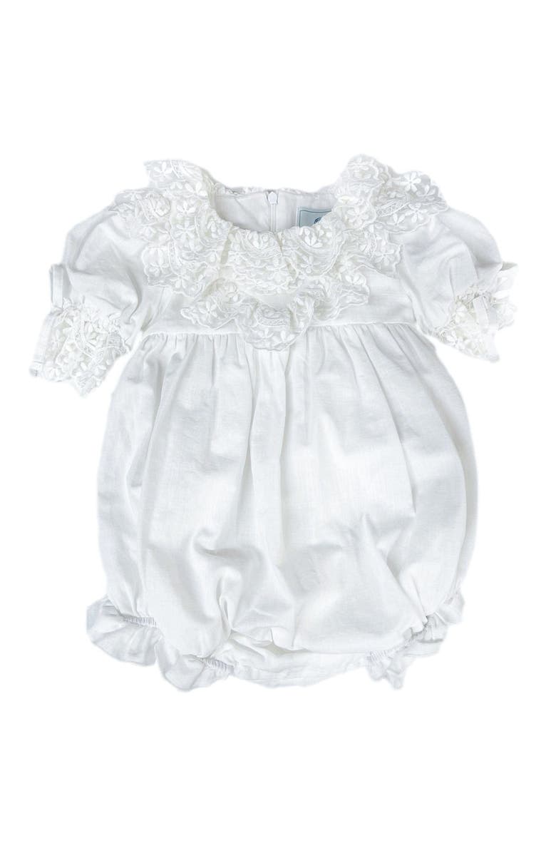 Petite Maison Kids Katherine Embroidered Linen Romper, Alternate, color, White