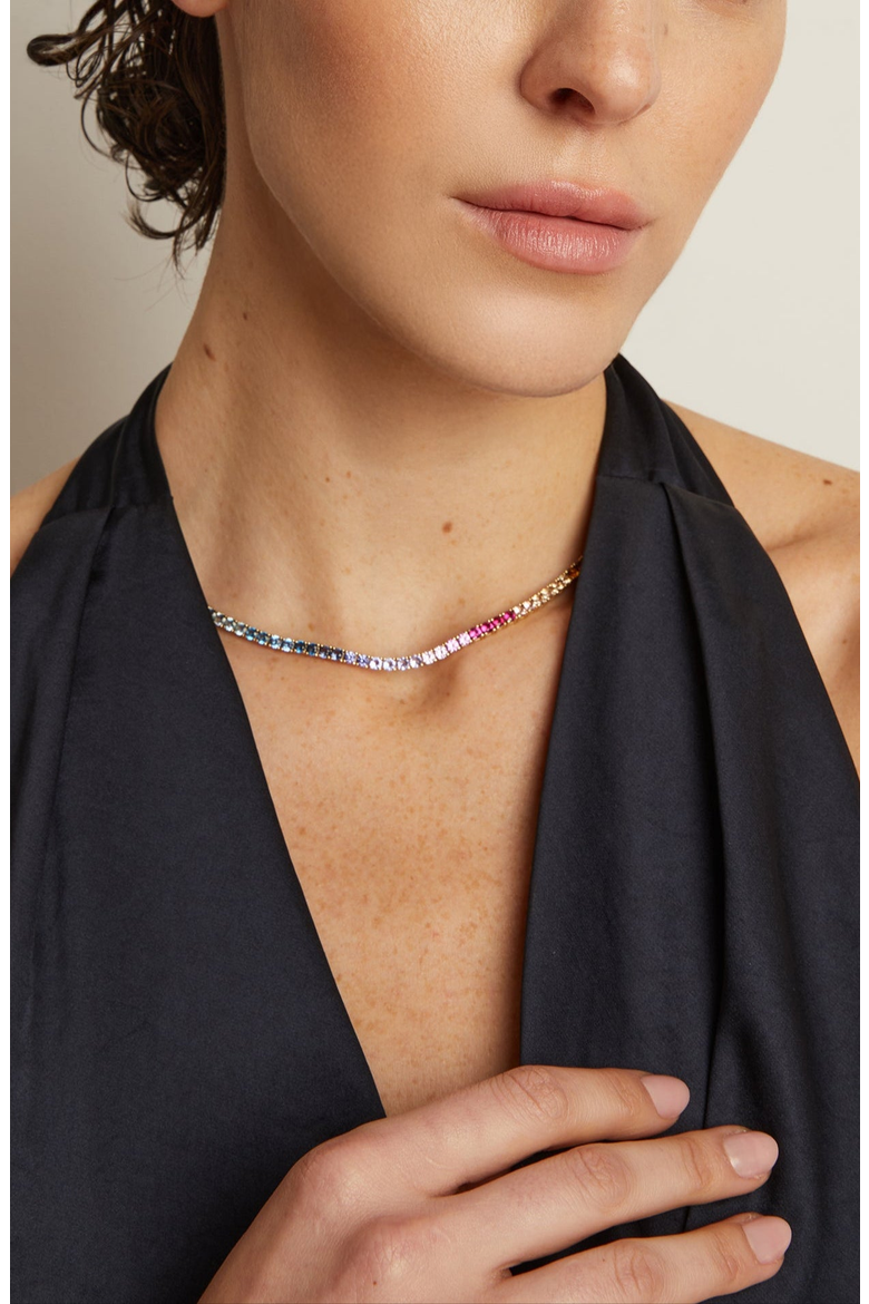 Ombré Rainbow Tennis Necklace, Alternate, color, Ombré Rainbow