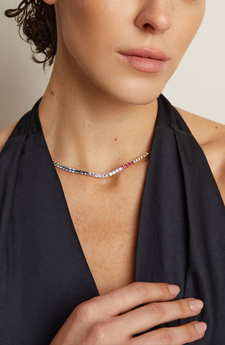 Aurate New York Ombré Rainbow Tennis Necklace, Alternate, color, Ombré Rainbow