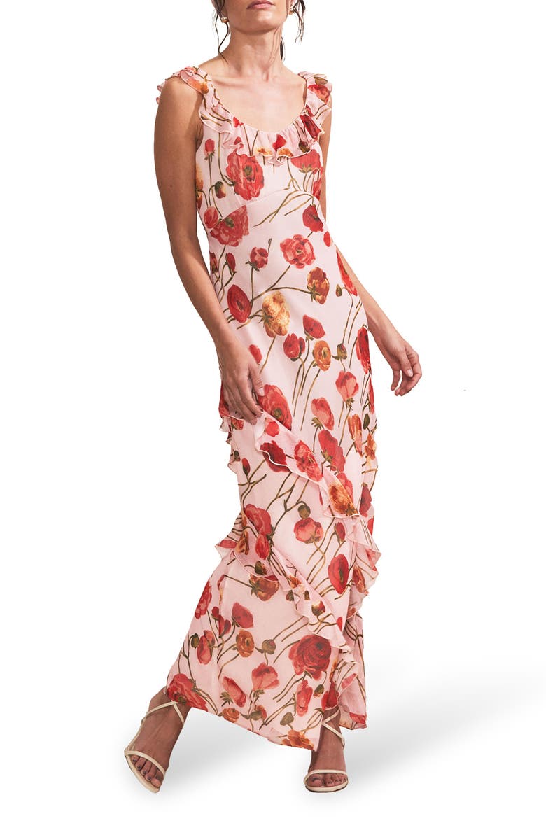 Ro&Zo Rosie Poppy Frill Neck Dress, Alternate, color, Pink