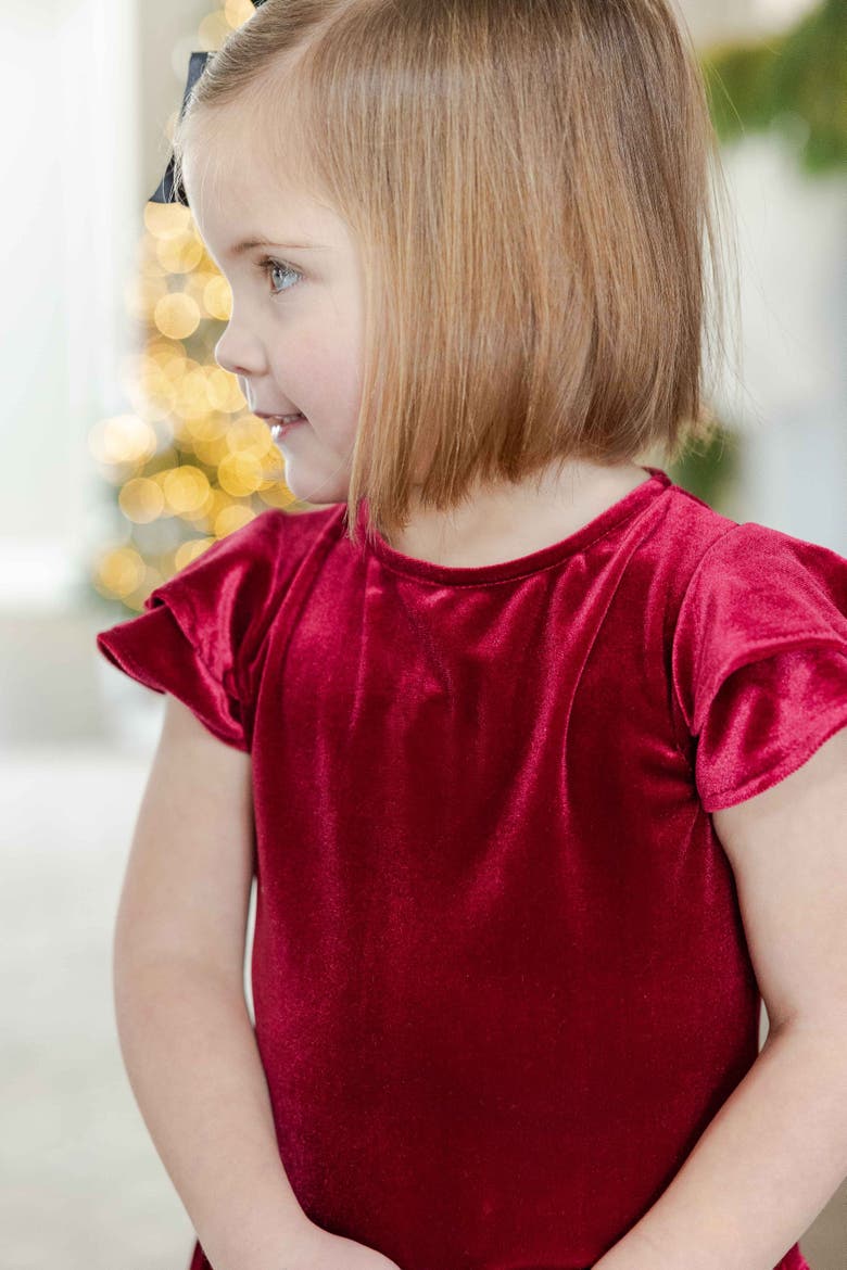 Stretch Velvet Dress with Bow, Alternate, color, Burgundy Velvet