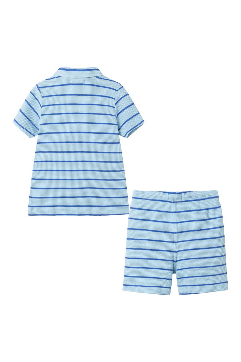 Kids' Waffle Knit Polo & Shorts Set, Alternate, color, LIGHT BLUE STRIPE