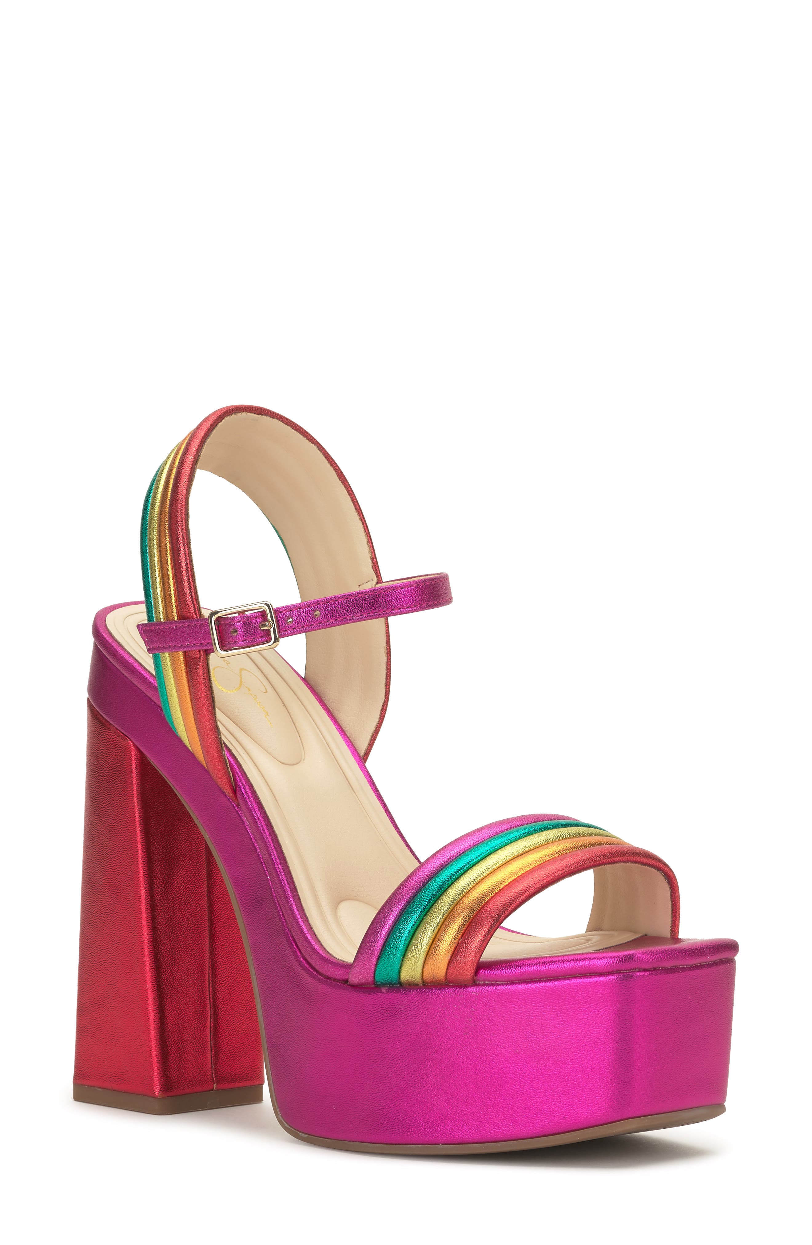 Bautista Metallic Platform Sandal, Main, color, METALLIC PINK COMBO