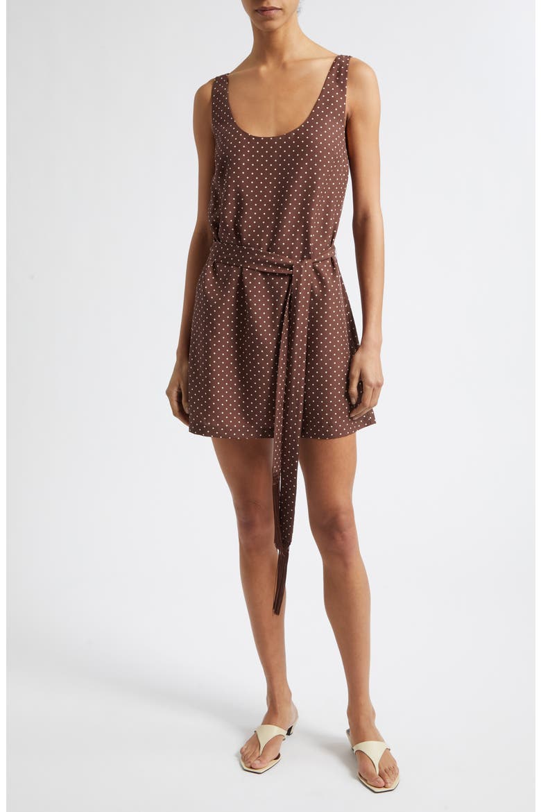 Evie Polka Dot Cowl Back Sheath Minidress, Main, color, CHOCOLATE VANILLA