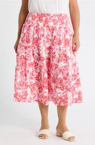 Caslon® Tiered Cotton Gauze Midi Skirt