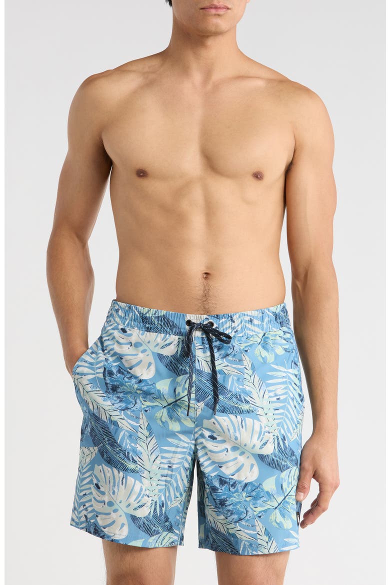 Tropic Volley Swim Shorts, Main, color, BLUE SHADOW