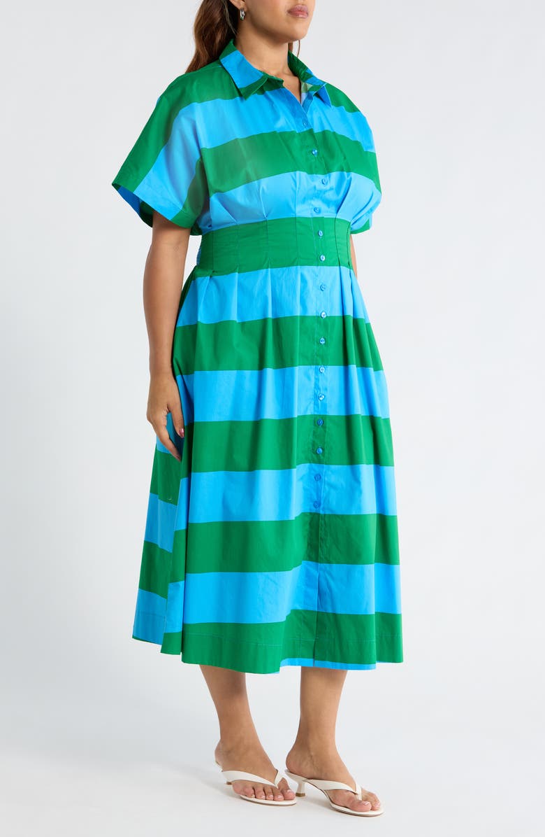 SUGARLIPS Wilderra Stripe Shirtdress, Alternate, color, Blue-Green-Stripe