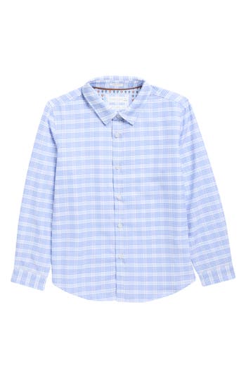 Denim And Flower Kids' Gingham Long Sleeve Button-up Shirt In White