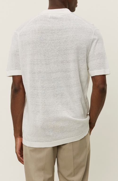 Les Deux Emmanuel Linen & Cotton Johnny Collar Polo In White