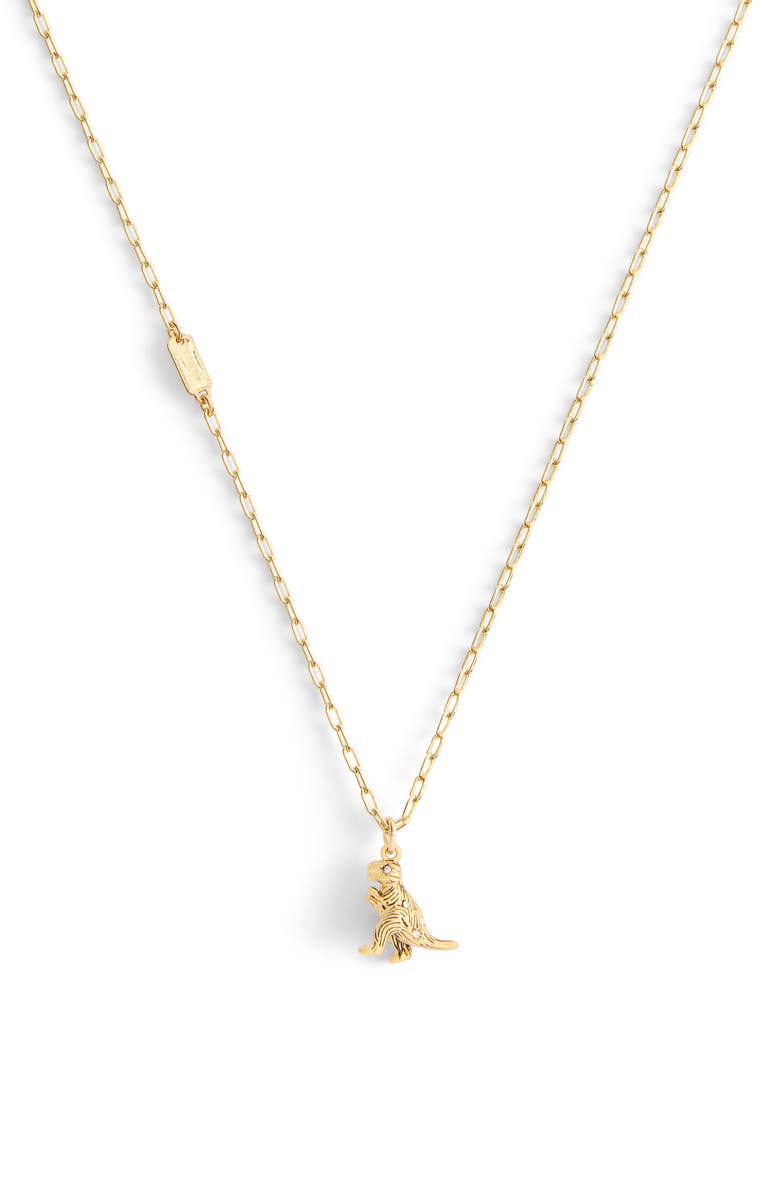 COACH Brushed Rexy Short Pendant Necklace, Alternate, color,