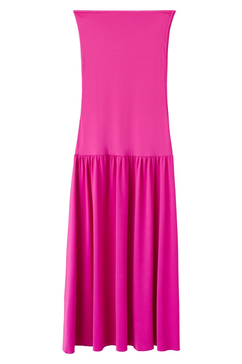 Strapless Drop Waist Midi Dress, Alternate, color, FUCHSIA