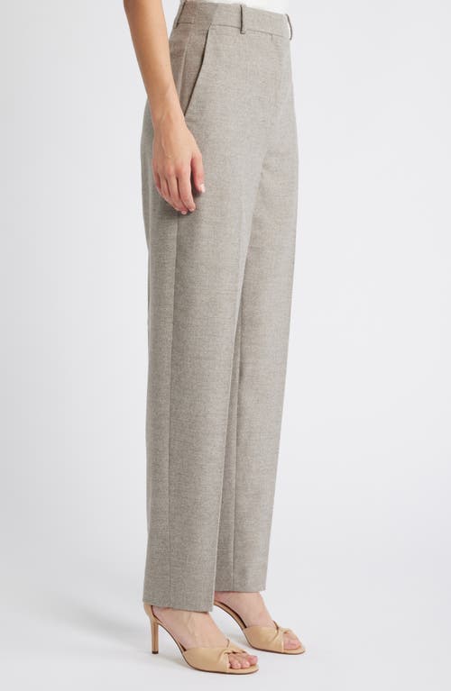 Hugo Boss Boss Tabitha Wool Blend Straight Leg Pants In Beige Melange Flannel