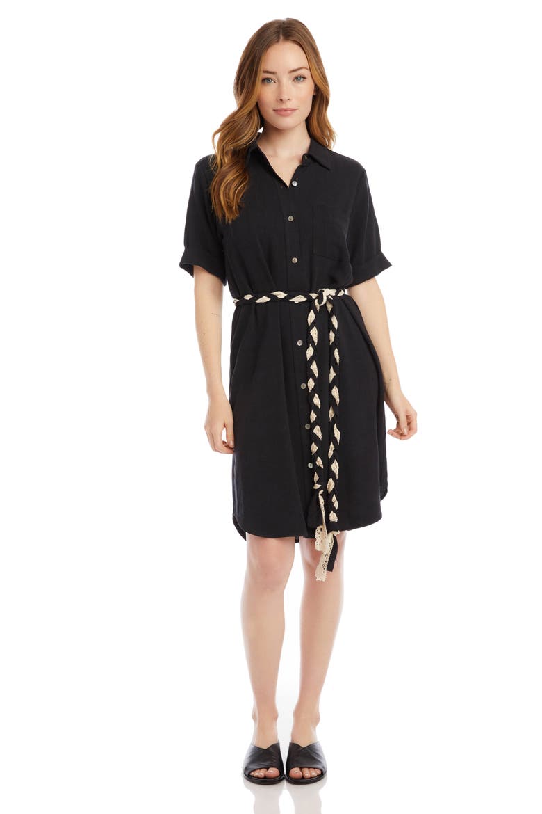 Braided Belt Shirtdress, Alternate, color, BLACK