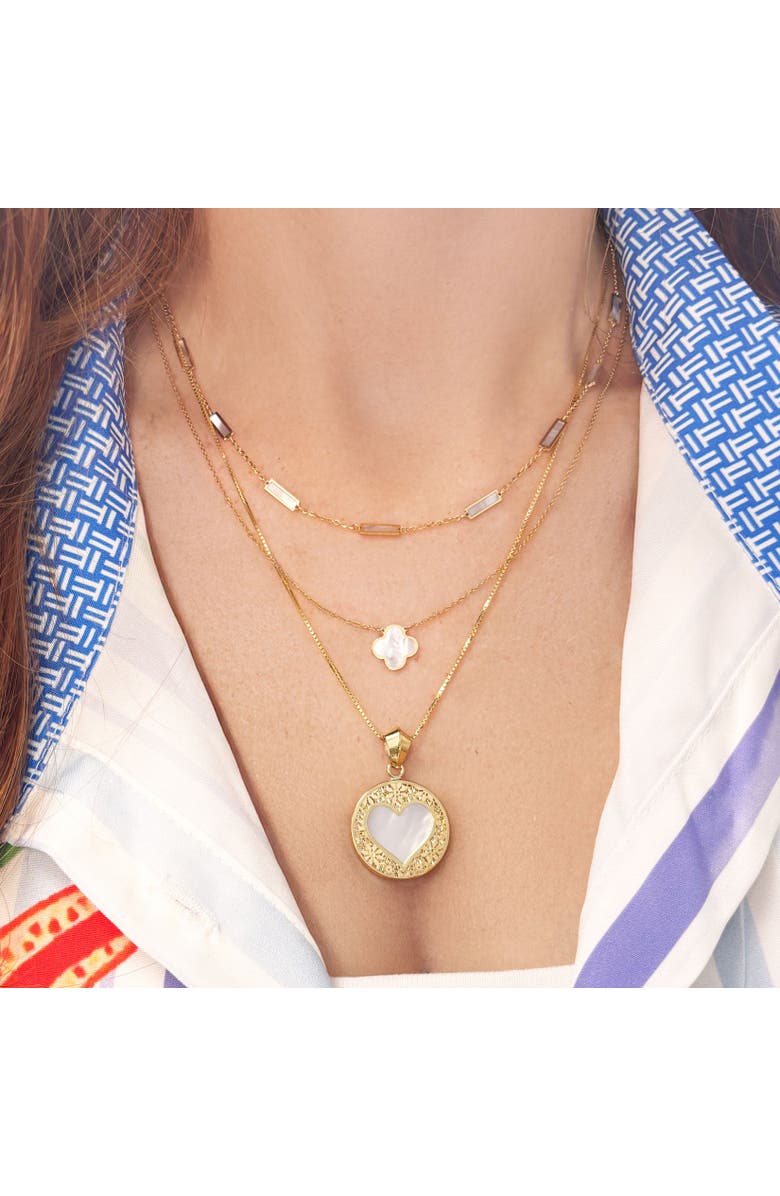 The Lovery Fine Jewelry Mother of Pearl Bar Chain Necklace, Alternate, color, White