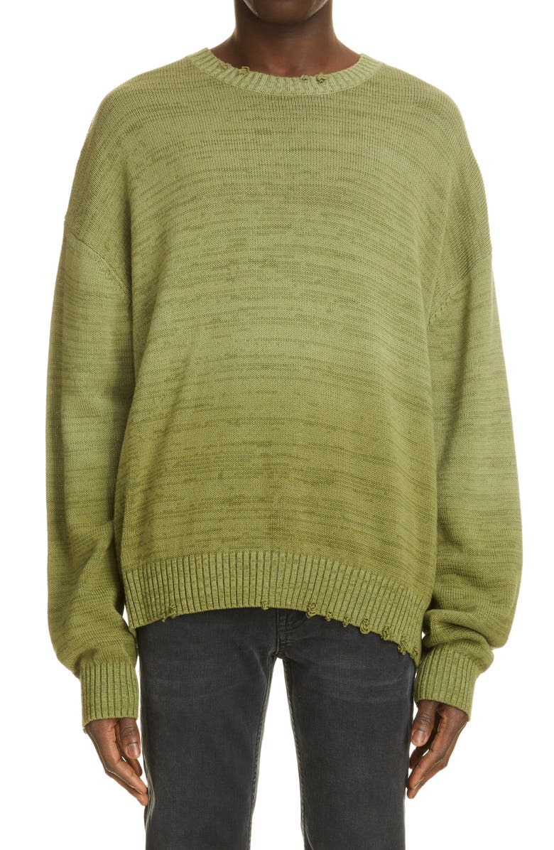 Acne Studios Kapi Ombré Distressed Cotton Sweater, Main, color, 