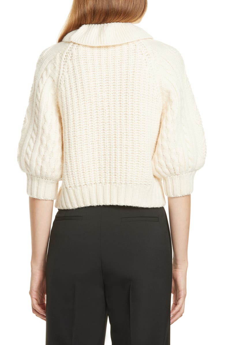 RED Valentino Ribbon Tie Cable Knit Wool Sweater, Alternate, color,