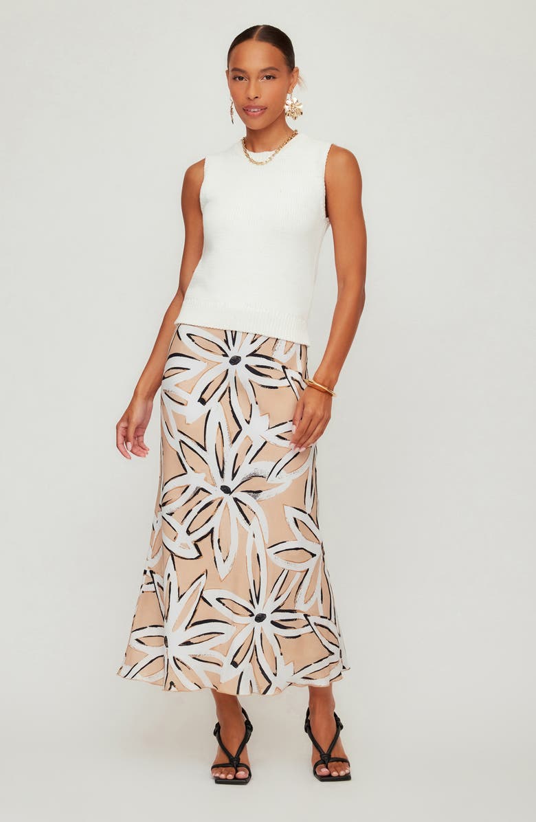 FIFTEEN TWENTY Eva Print Bias Cut Ankle Skirt, Alternate, color, Beige Floral Print