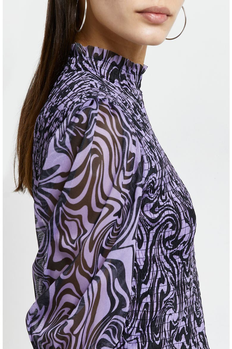 Shirred Long Sleeve Top, Alternate, color, MEDIUM PURPLE