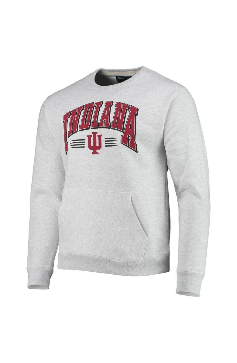 LEAGUE COLLEGIATE WEAR Men's League Collegiate Wear Heathered Gray Indiana Hoosiers Upperclassman Pocket Pullover Sweatshirt, Alternate, color,