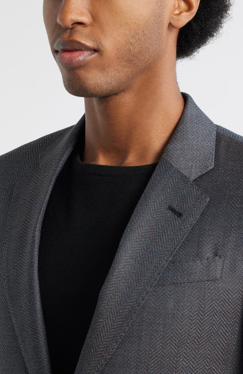 Emporio Armani Grey Wool Herringbone Sport Coat, Alternate, color, Solid Medium Grey