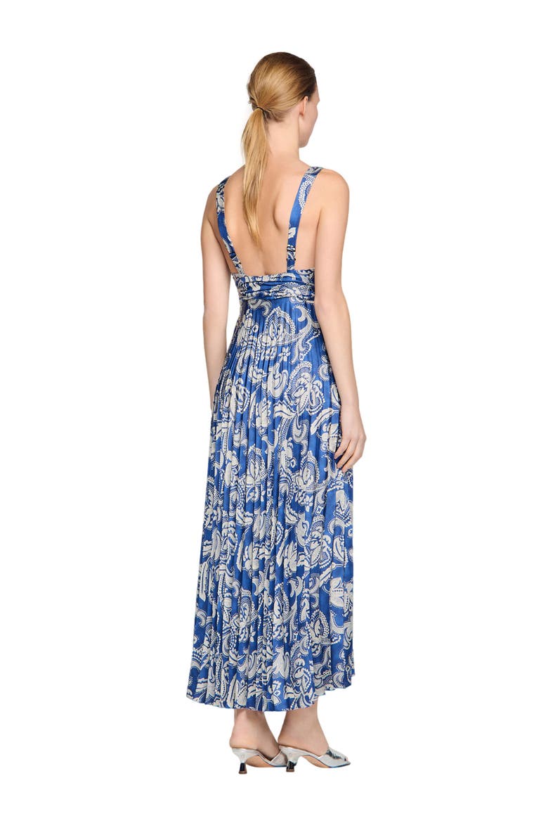 Floral print maxi dress, Alternate, color, Blue / ecru