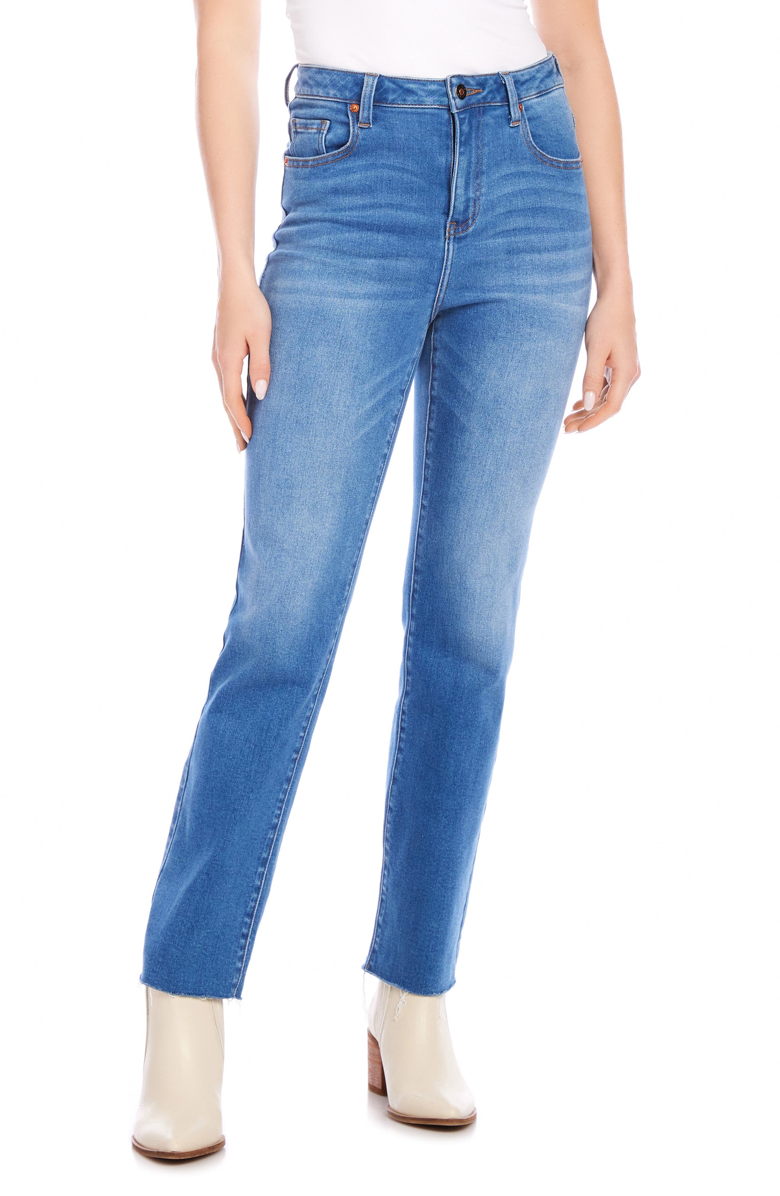 Raw Hem Straight Leg Jeans