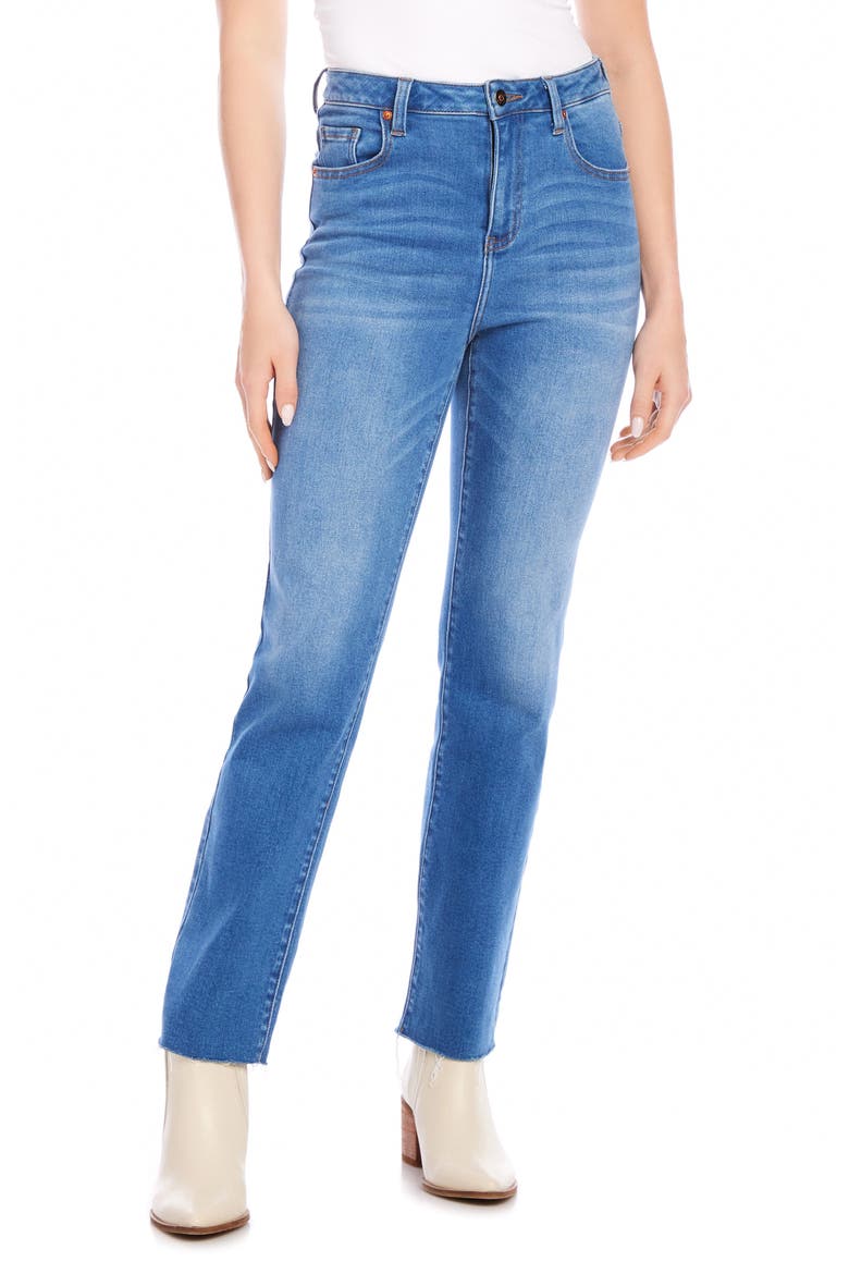 Raw Hem Straight Leg Jeans, Main, color, DEN