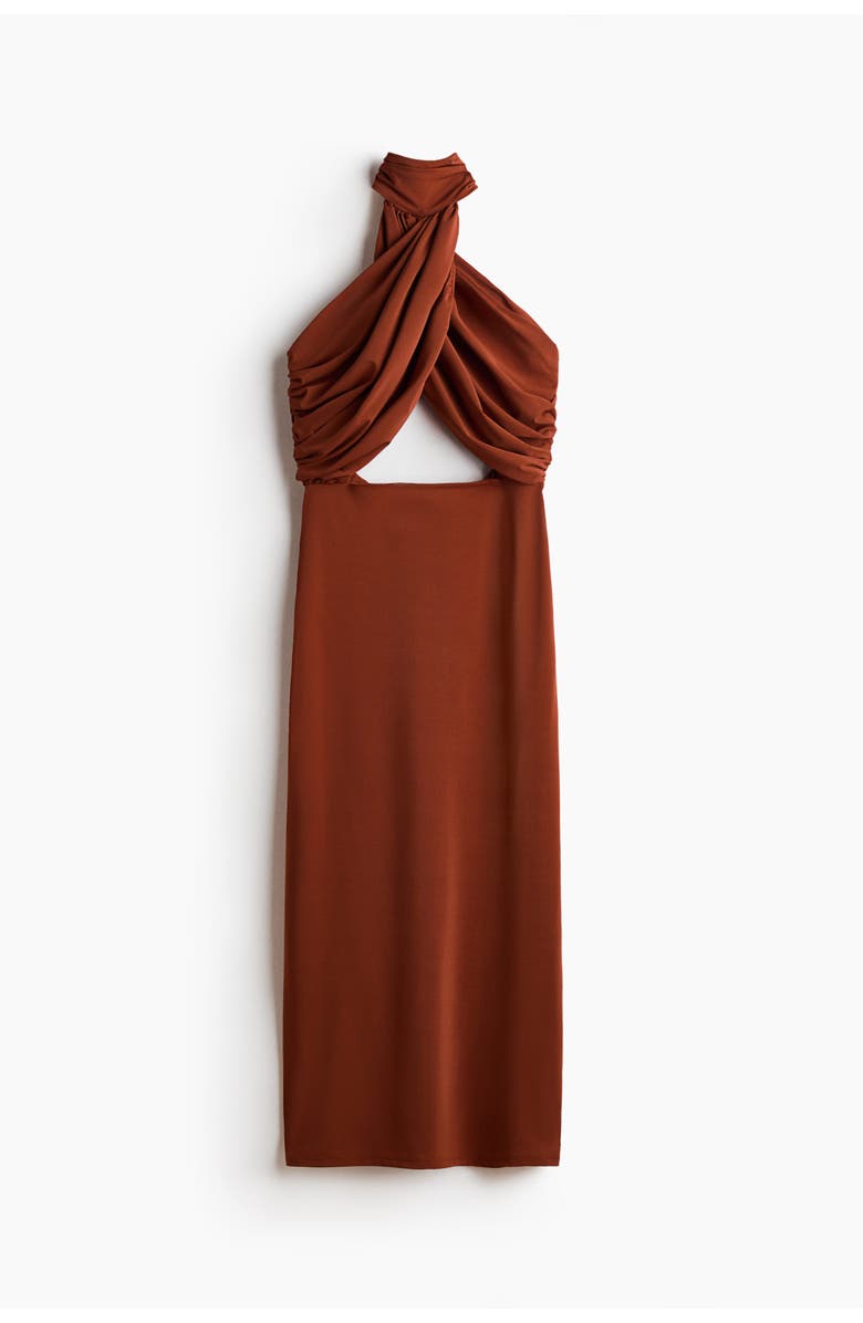 H&M Twist-detail Cut-out Dress, Alternate, color, Burnt Orange