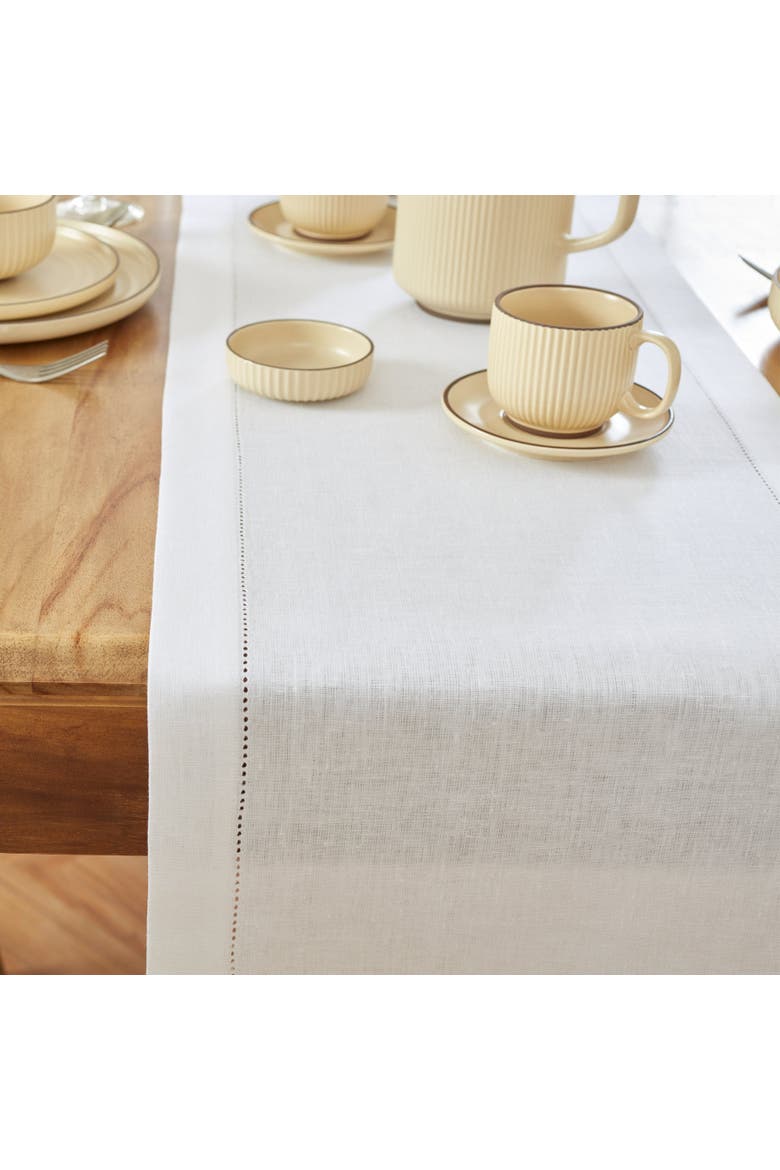 Linen Table Runner - Medium Weight Hemstitch, Alternate, color, White
