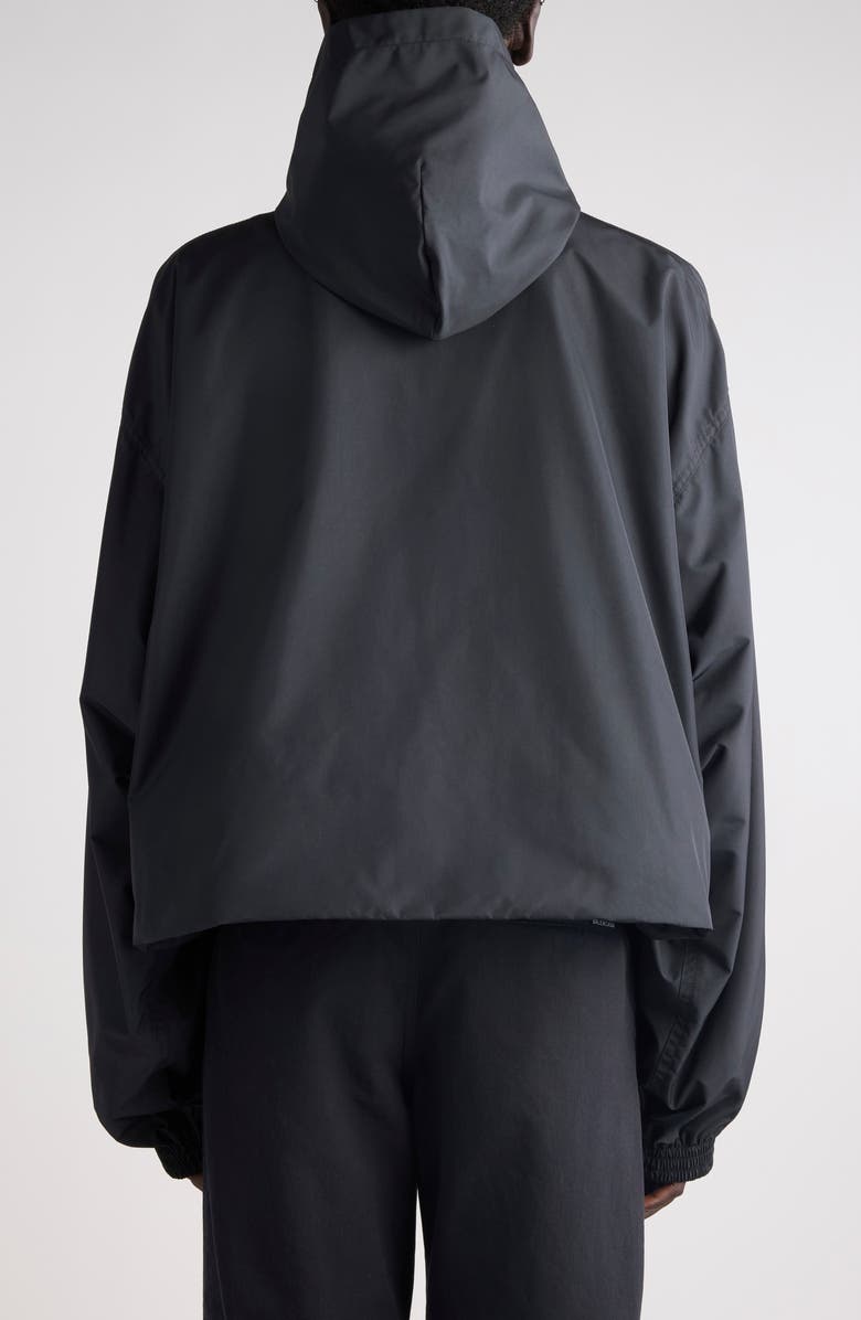Balenciaga Logo Hooded Windbreaker Jacket, Alternate, color, 1000 Black