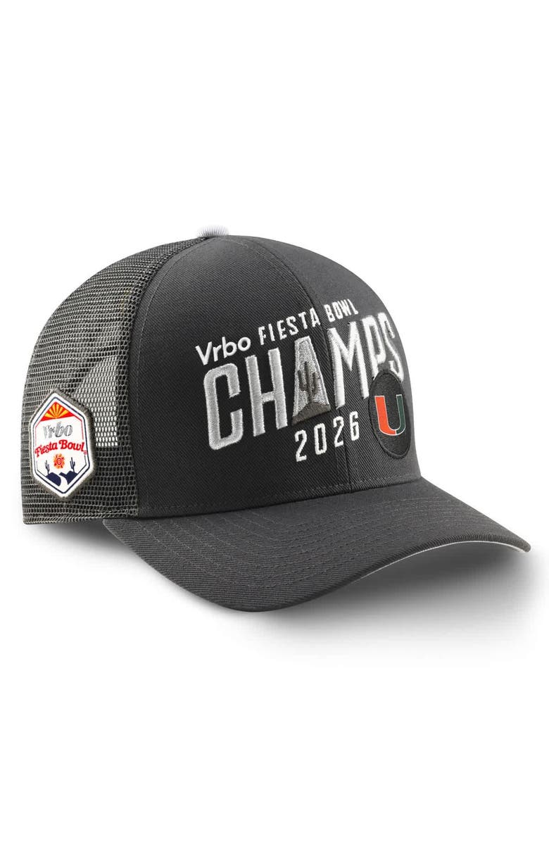 Nike Men's Anthracite Miami Hurricanes College Football Playoff 2026 Fiesta Bowl Champions Locker Room Rise Adjustable Hat, Alternate, color, Anthracite