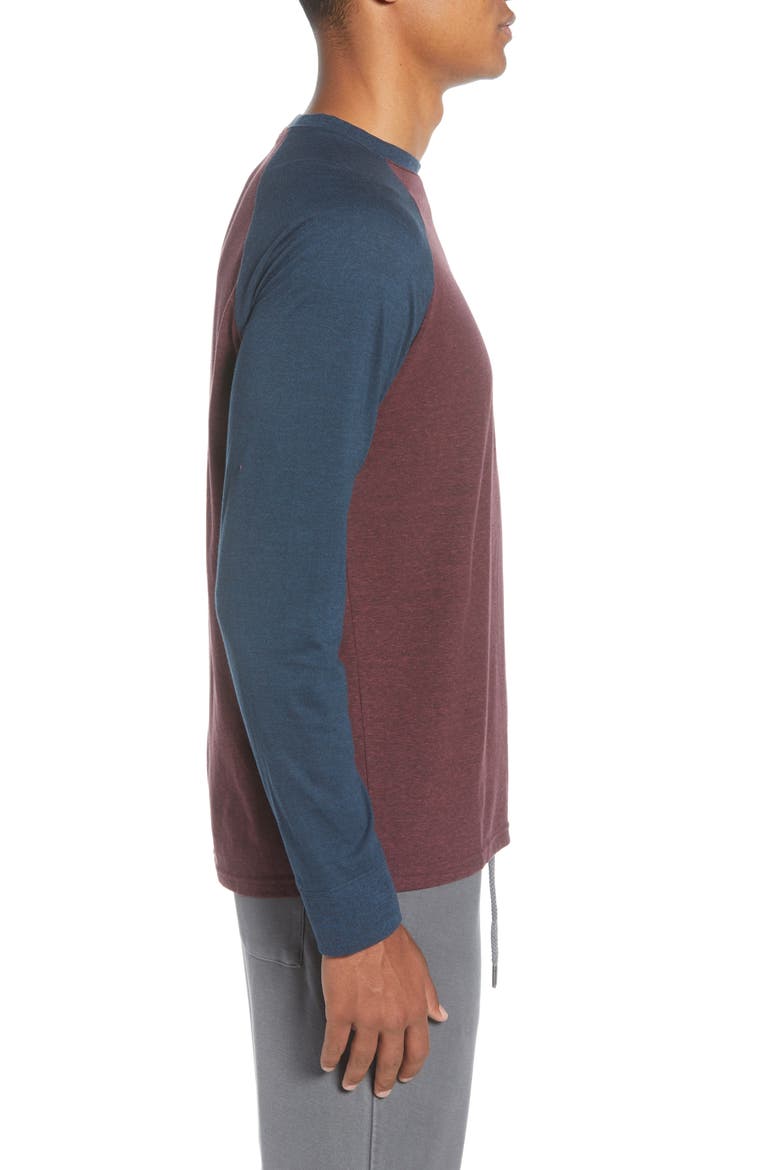 Raglan Long Sleeve Crewneck T-Shirt, Alternate, color, MAROON RUST/MIDNIGHT