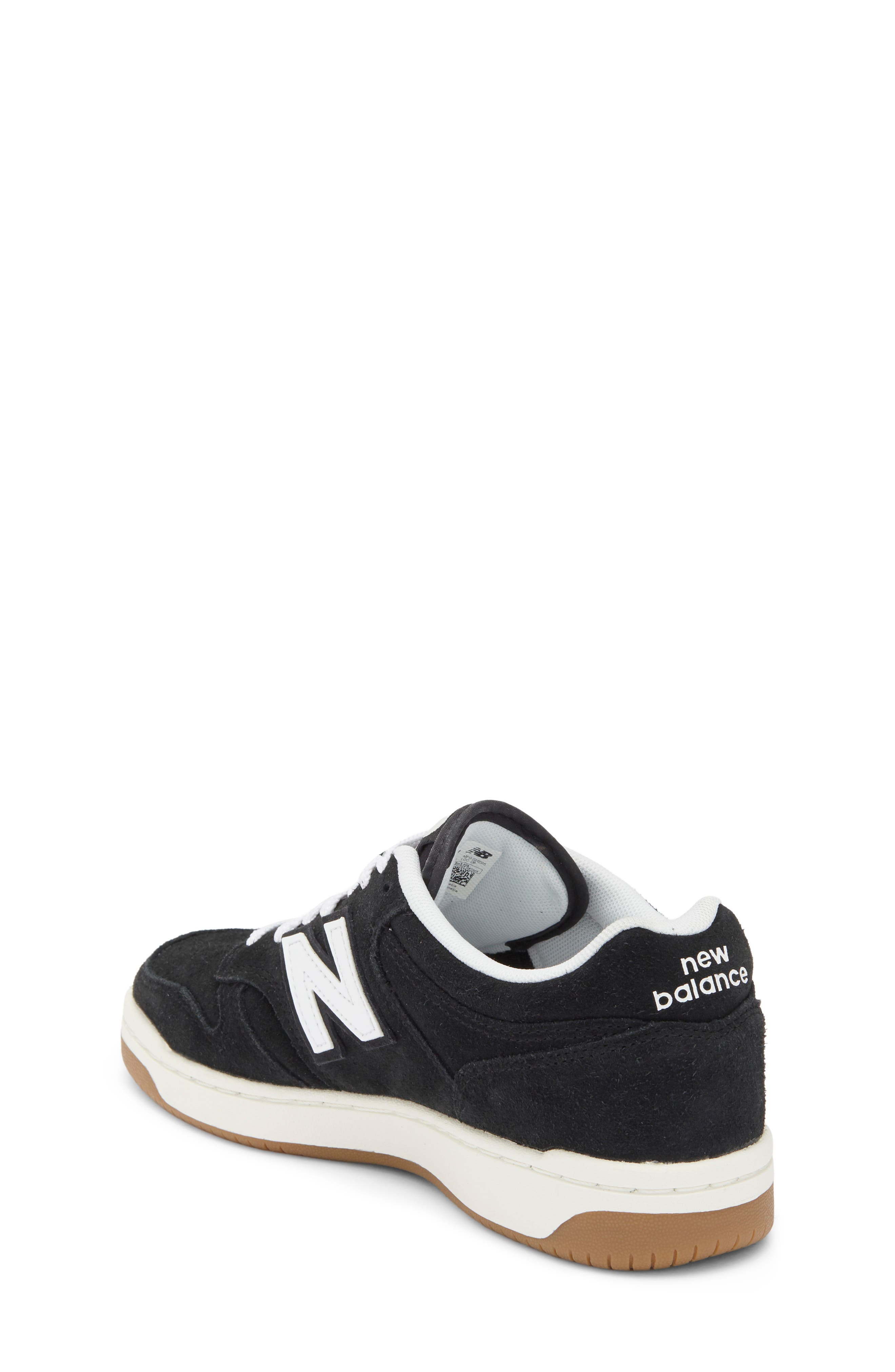 Kids' 480 Leather Sneaker, Alternate, color, BLACK/ WHITE