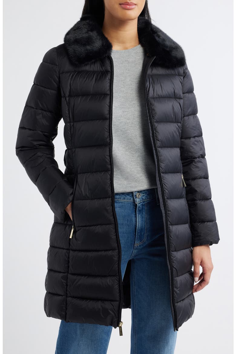 Belted Packable Long Puffer Jacket, Alternate, color, BLACK
