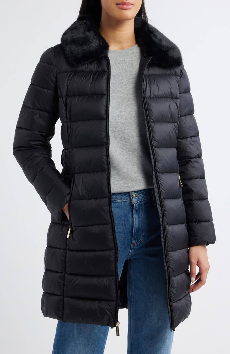 Michael Kors Belted Packable Long Puffer Jacket, Alternate, color,