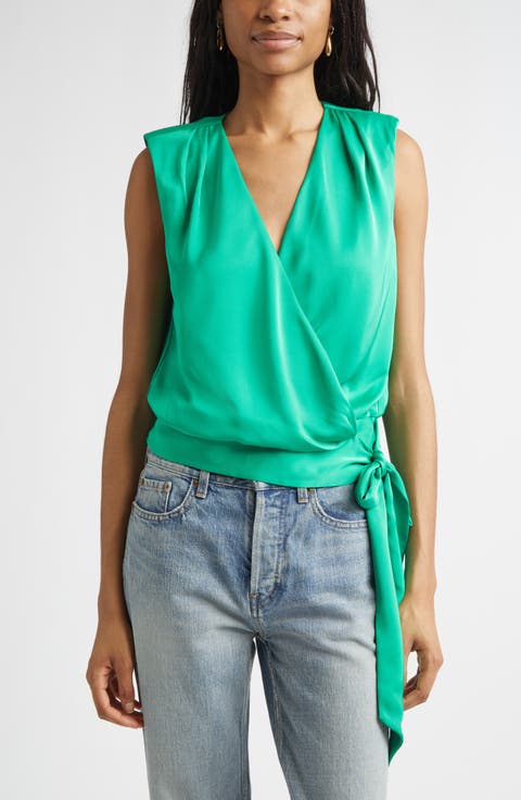 Salina Sleeveless Satin Wrap Top