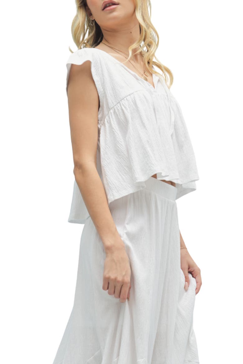 Cotton Blend Top and Skirt Set, Alternate, color, OFF WHITE