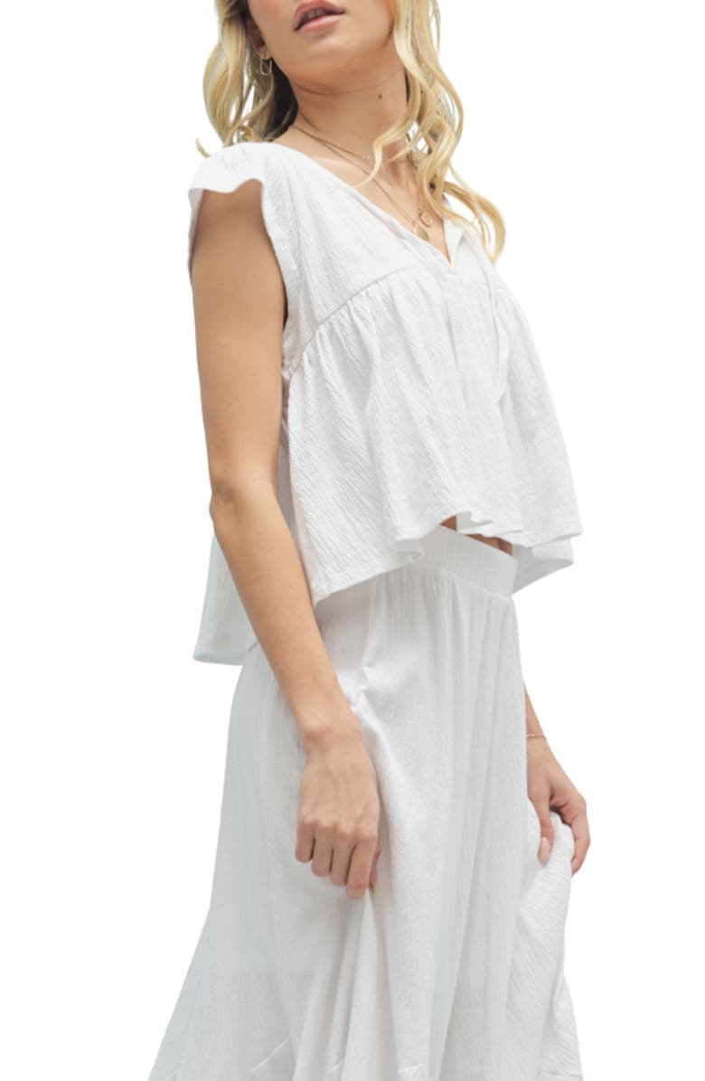 WISHLIST Cotton Blend Top and Skirt Set, Alternate, color, Off White