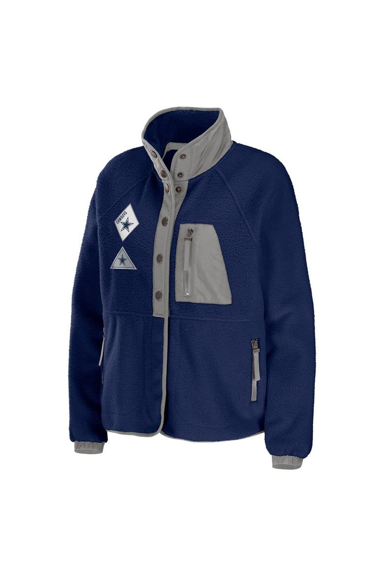 Women's WEAR by Erin Andrews Navy Dallas Cowboys Polar Fleece Raglan Full-Snap Jacket, Alternate, color, Navy