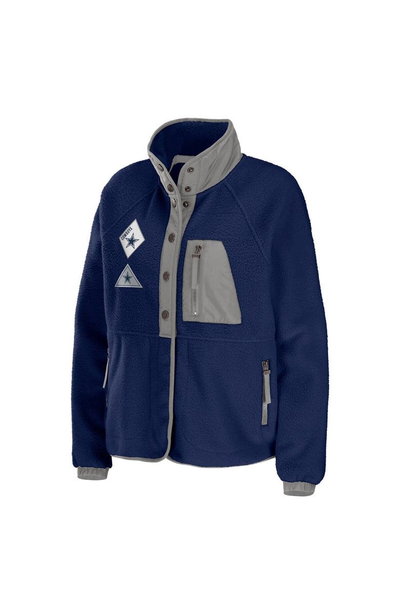 WEAR by Erin Andrews Women's WEAR by Erin Andrews Navy Dallas Cowboys Polar Fleece Raglan Full-Snap Jacket, Alternate, color, Navy
