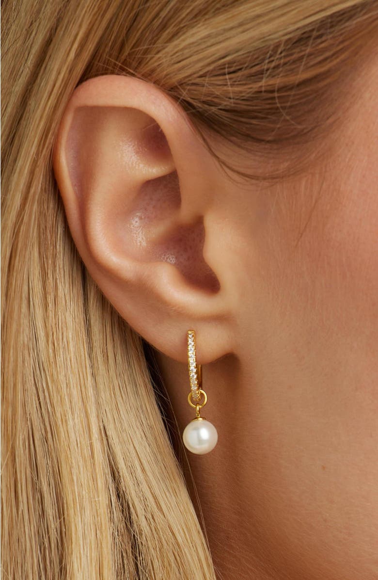 Untamed Petals Perfectly Poised Pearl Hoops, Alternate, color, Gold