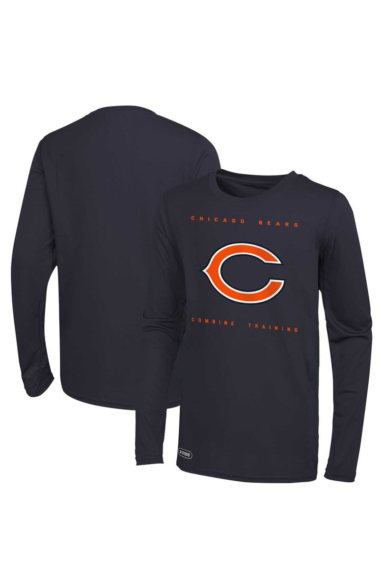Outerstuff Men's Navy Chicago Bears Side Drill Long Sleeve T-Shirt, Main, color, 