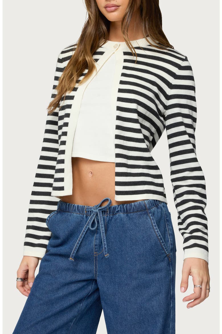 Jenie Split Front Cardigan, Alternate, color, BLACK-AND-WHITE