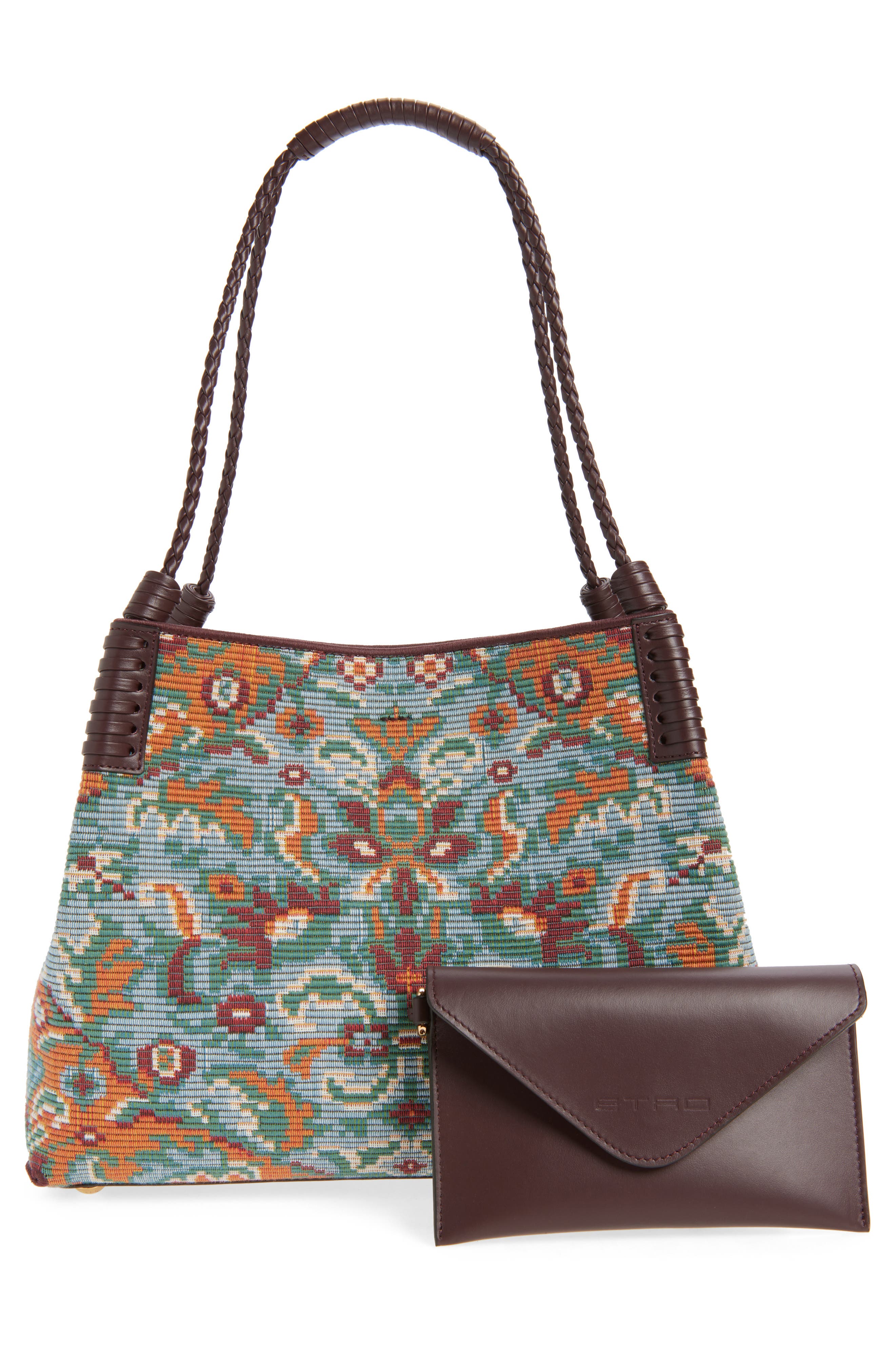 Etro Medium Libra Jacquard Tote Bag, Alternate, color, Multicolor Azure Base