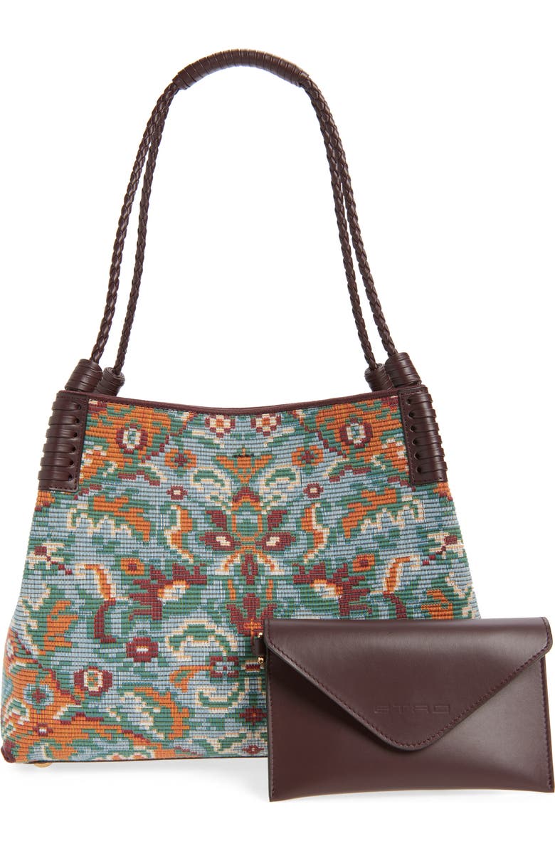Etro Medium Libra Jacquard Tote Bag, Alternate, color, Multicolor Azure Base