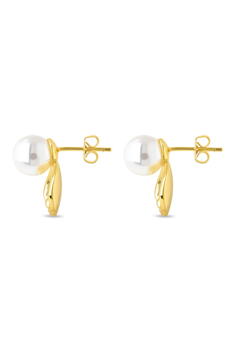 Alice Faux Pearl Shell Stud Earrings, Alternate, color, GOLD