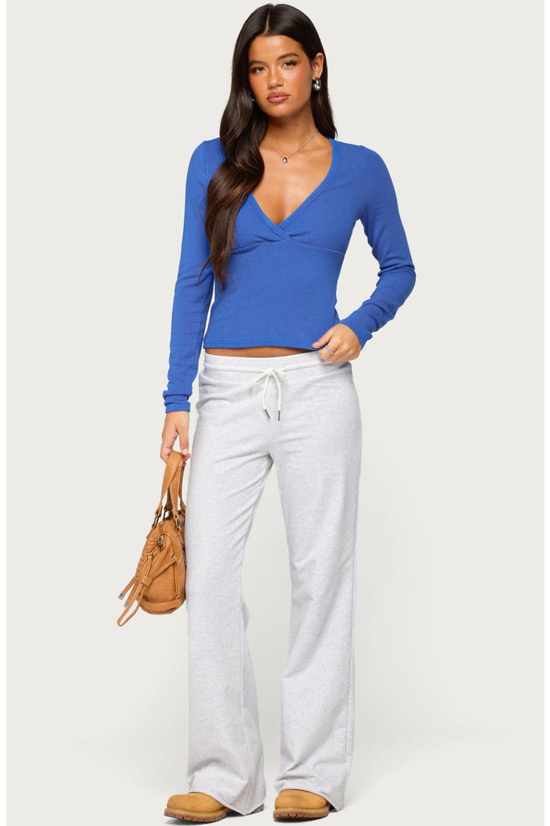 Doron V-Neck Stretch Cotton Blend Top, Alternate, color, BLUE